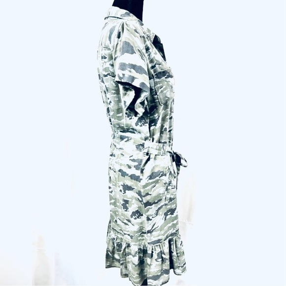 AQUA Gray Camouflage Shirt Dress - Picture 3 of 6